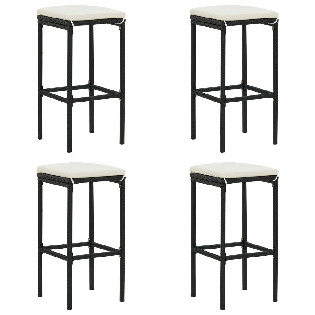 Taburetes De Cocina Con Cojines 2 Uds Ratán Sintético