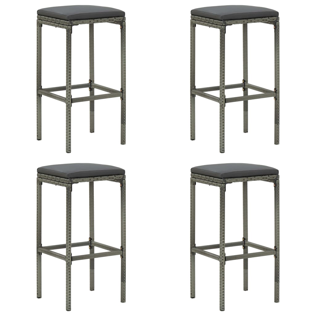 Taburetes De Cocina Con Cojines 2 Uds Ratán Sintético