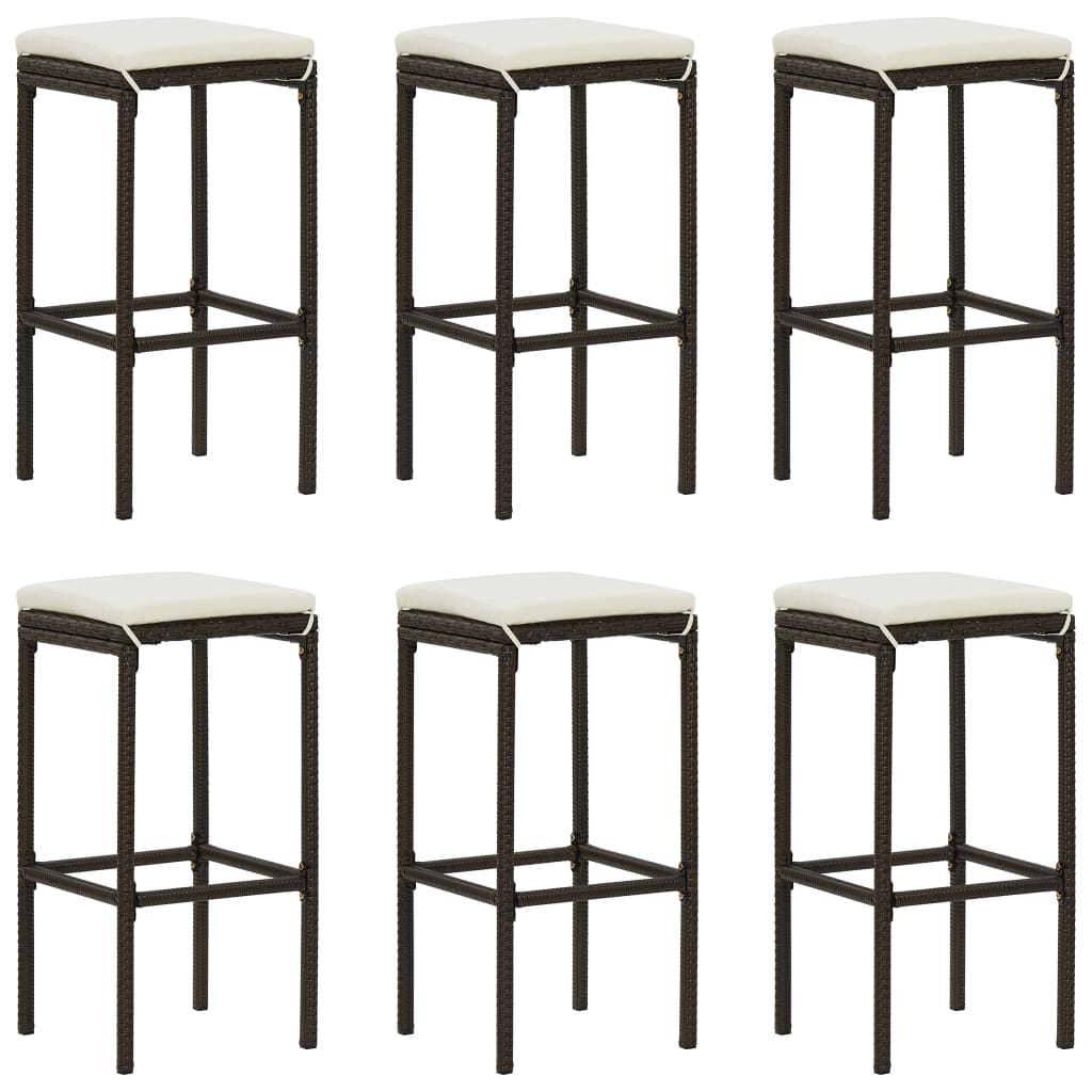 Taburetes De Cocina Con Cojines 2 Uds Ratán Sintético