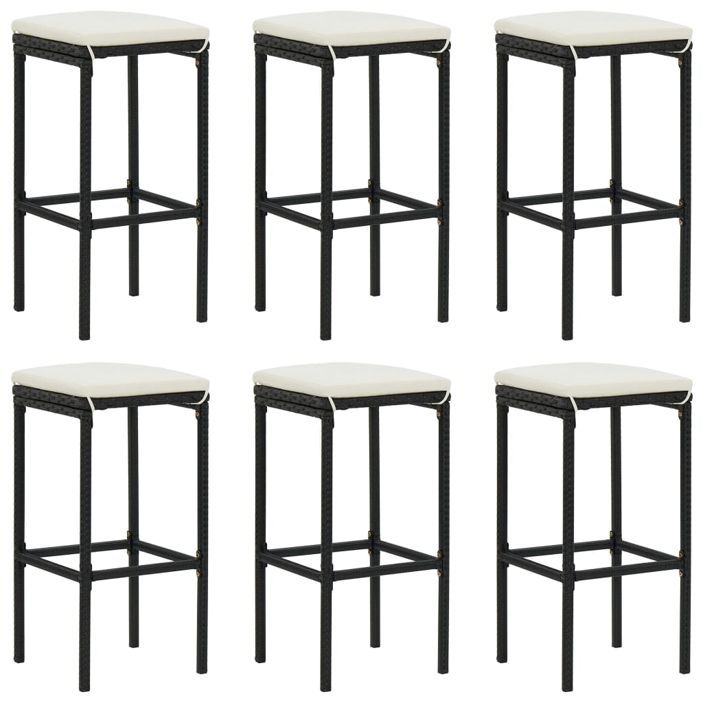 Taburetes De Cocina Con Cojines 2 Uds Ratán Sintético