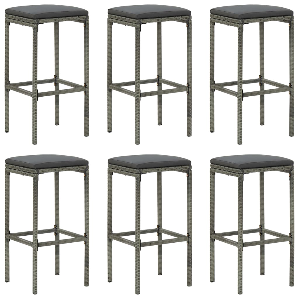 Taburetes De Cocina Con Cojines 2 Uds Ratán Sintético