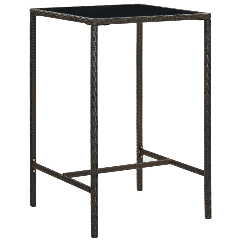 Mesa Alta De Jardín Ratán Sintético Y Vidrio