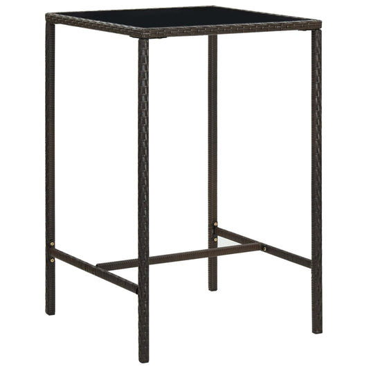 Mesa Alta De Jardín Ratán Sintético Y Vidrio