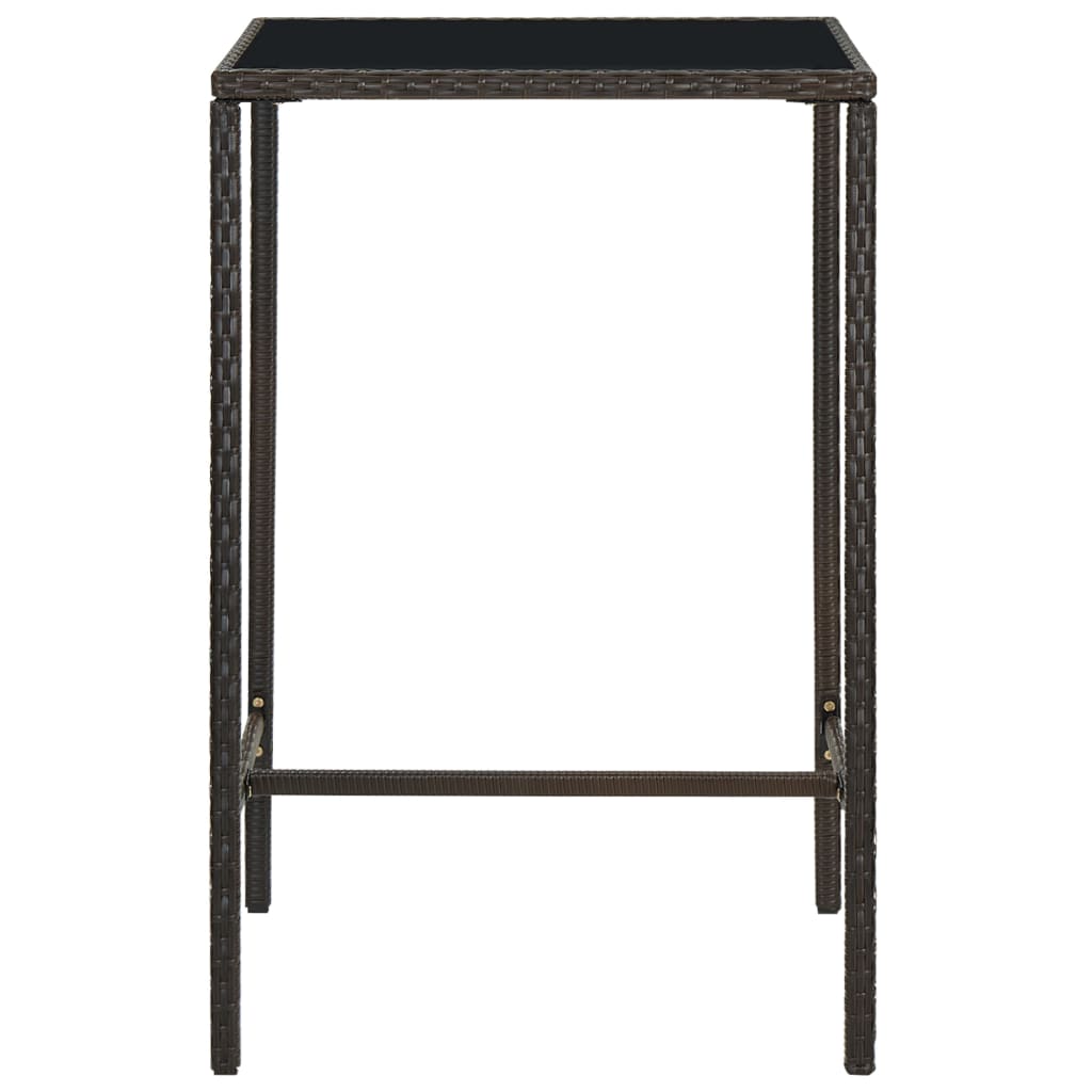 Mesa Alta De Jardín Ratán Sintético Y Vidrio