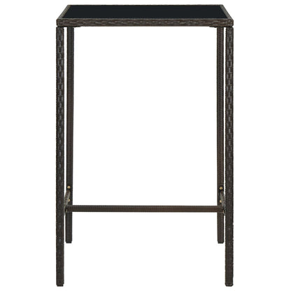 Mesa Alta De Jardín Ratán Sintético Y Vidrio
