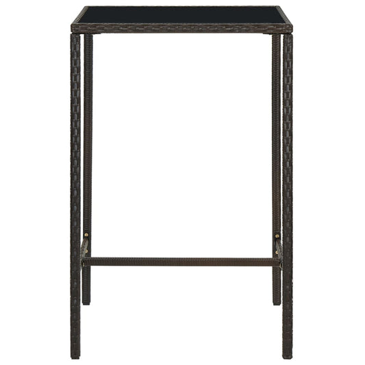 Mesa Alta De Jardín Ratán Sintético Y Vidrio