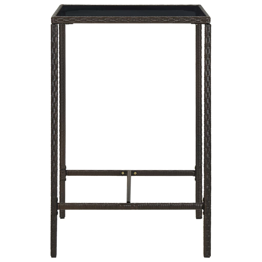 Mesa Alta De Jardín Ratán Sintético Y Vidrio