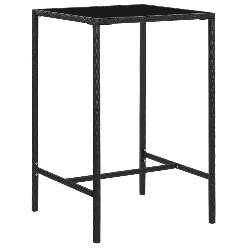 Mesa Alta De Jardín Ratán Sintético Y Vidrio