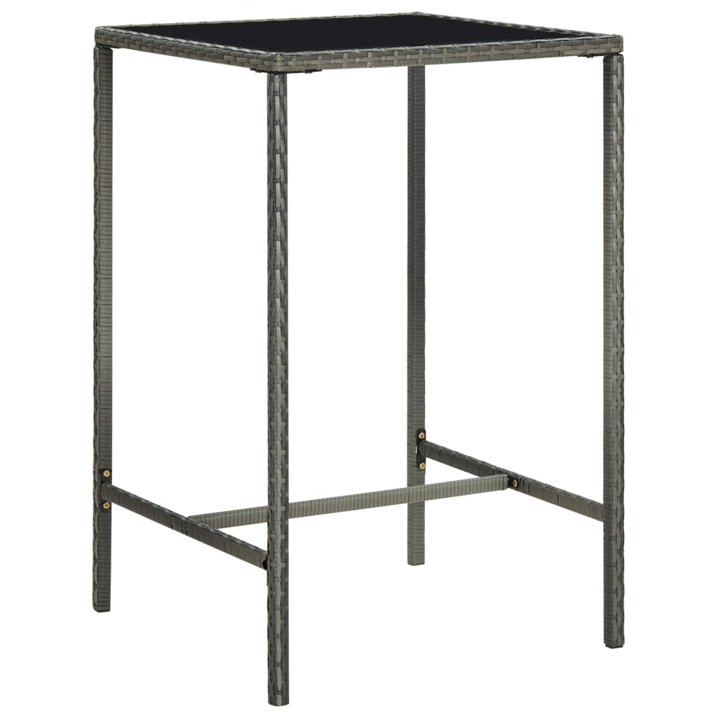 Mesa Alta De Jardín Ratán Sintético Y Vidrio