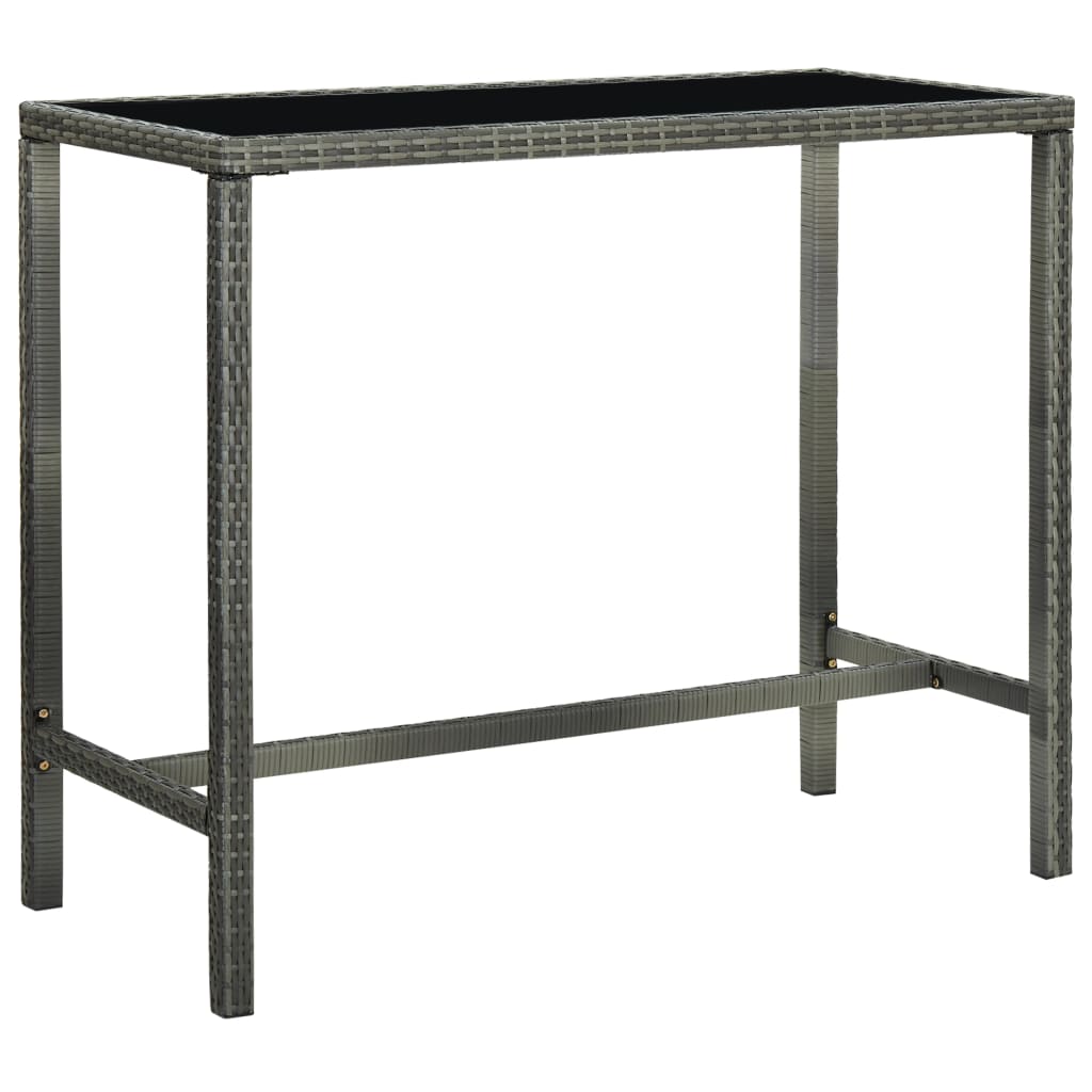 Mesa Alta De Jardín Ratán Sintético Y Vidrio
