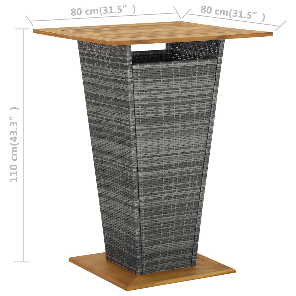 Mesa Alta Ratán Sintético Y Madera De Acacia