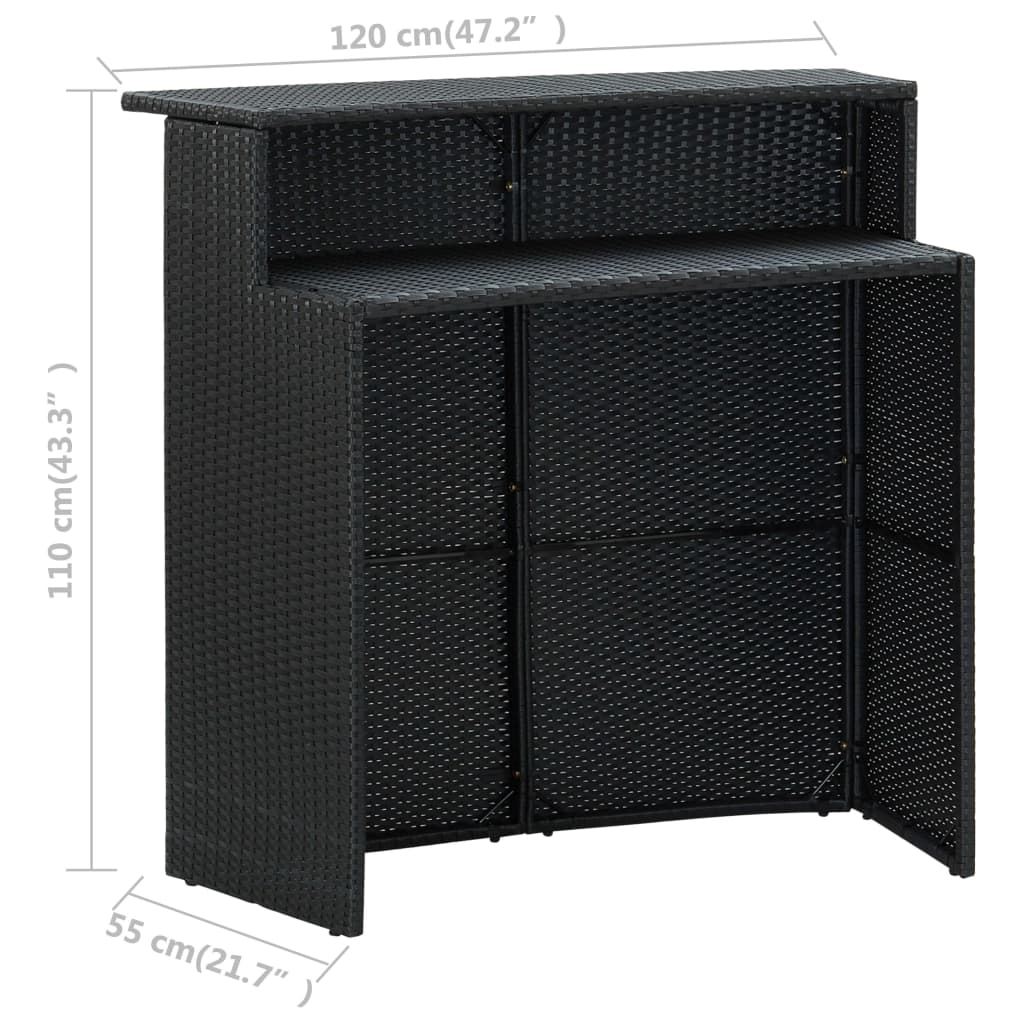 Mesa Alta De Jardín Ratán Sintético 120X55X110 Cm
