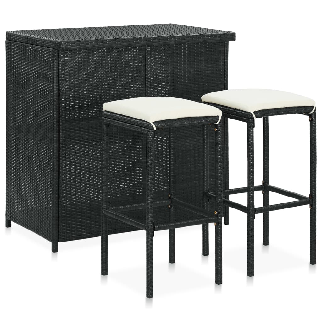 Set Mesa Y Sillas De Bar Jardín 3 Piezas Ratán Sintético