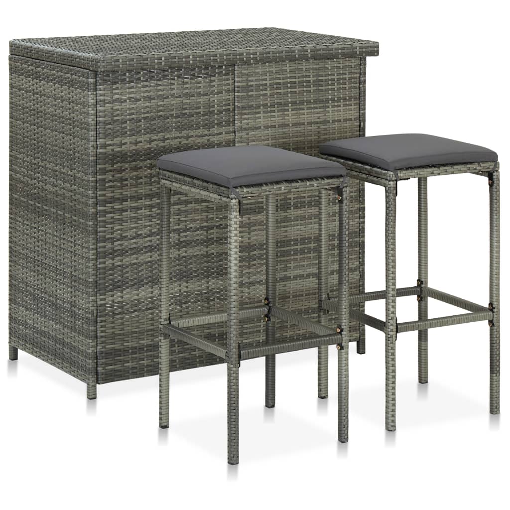 Set Mesa Y Sillas De Bar Jardín 3 Piezas Ratán Sintético