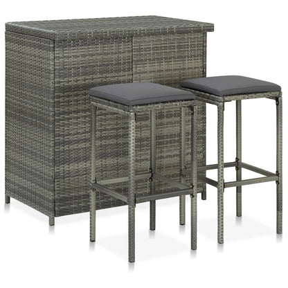 Set Mesa Y Sillas De Bar Jardín 3 Piezas Ratán Sintético