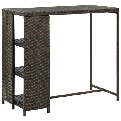 Mesa Bar Estante Almacenaje 120X60X110 Cm Ratán Sintético Gris