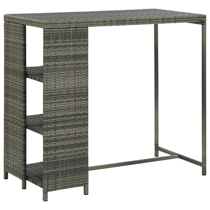 Mesa Bar Estante Almacenaje 120X60X110 Cm Ratán Sintético Gris