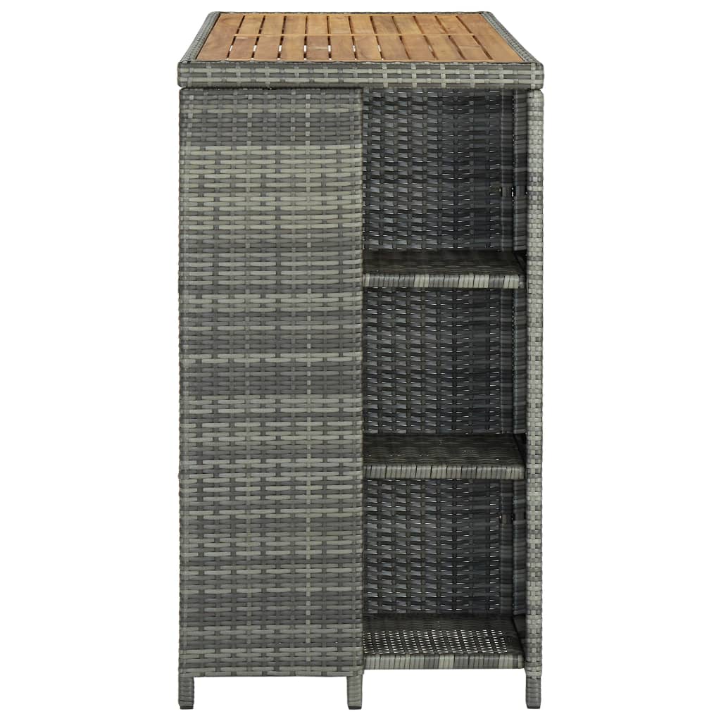 Mesa Bar Estante Almacenaje 120X60X110 Cm Ratán Sintético Gris
