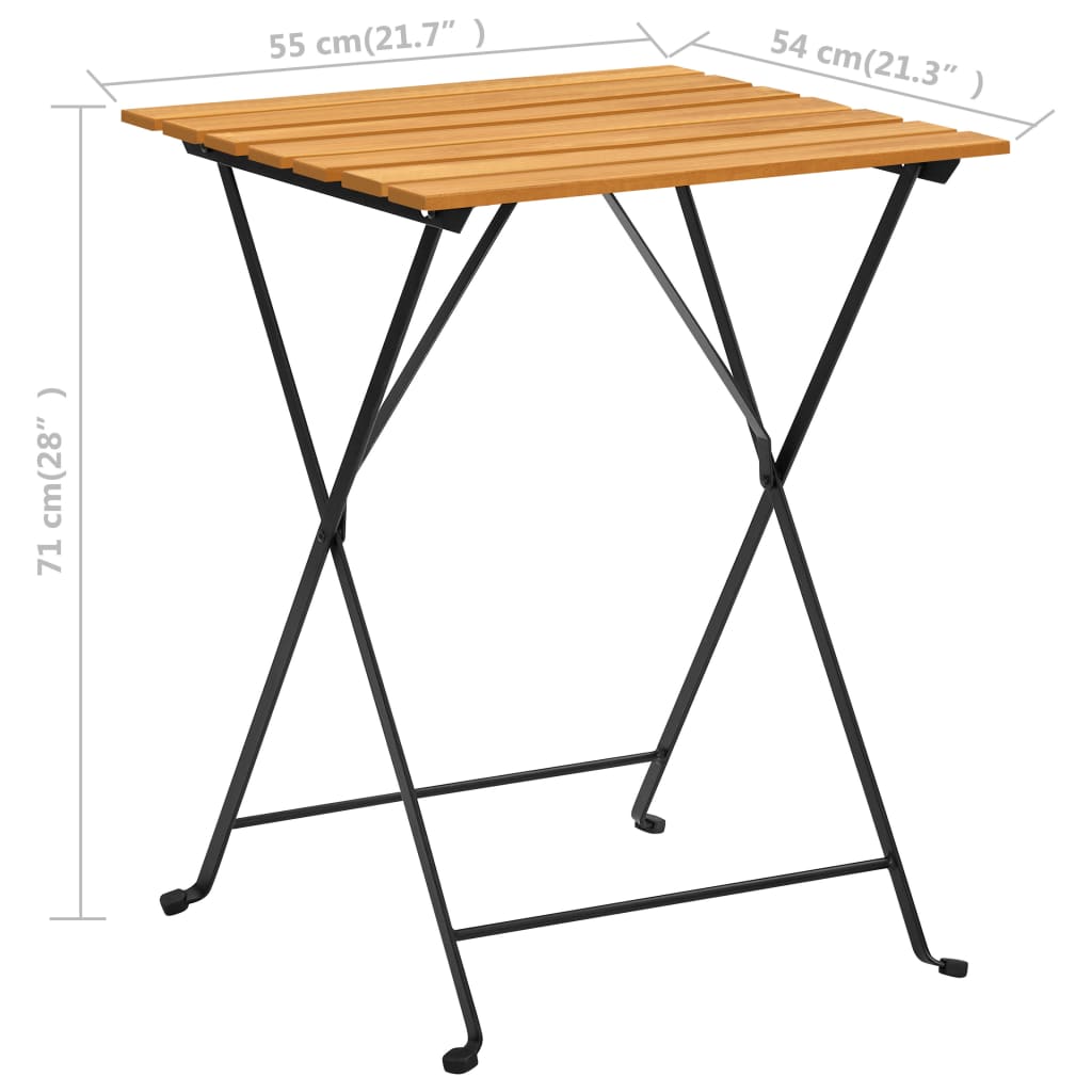 Mesa Bistró De Terraza Madera Maciza De Acacia 55X54X71 Cm