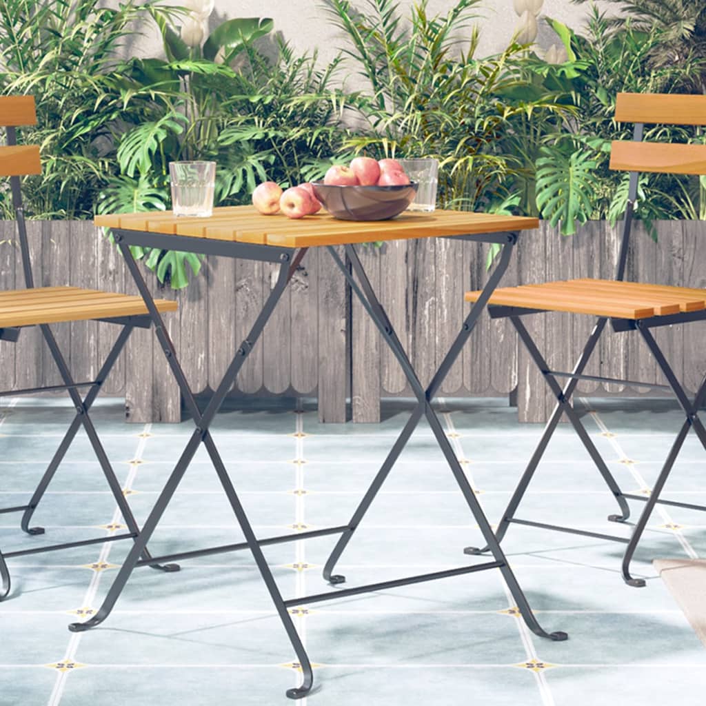 Mesa Bistró De Terraza Madera Maciza De Acacia 55X54X71 Cm