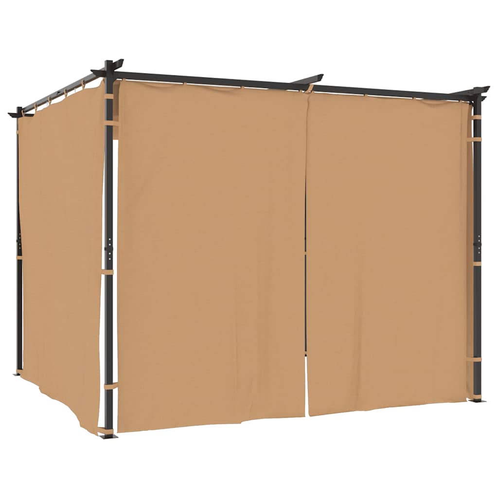Cenador Con Cortinas Acero Gris Taupe