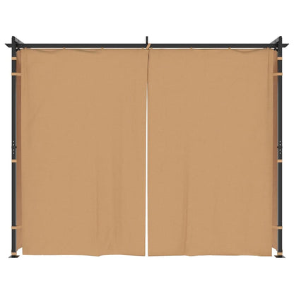 Cenador Con Cortinas Acero Gris Taupe