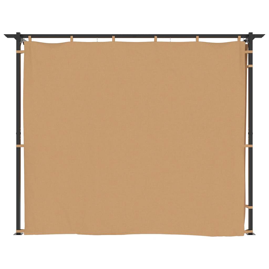 Cenador Con Cortinas Acero Gris Taupe
