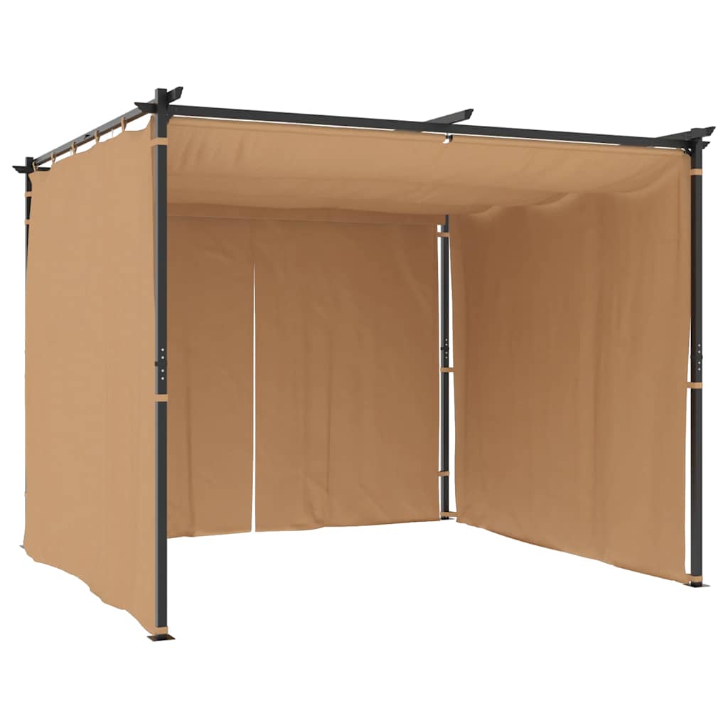 Cenador Con Cortinas Acero Gris Taupe