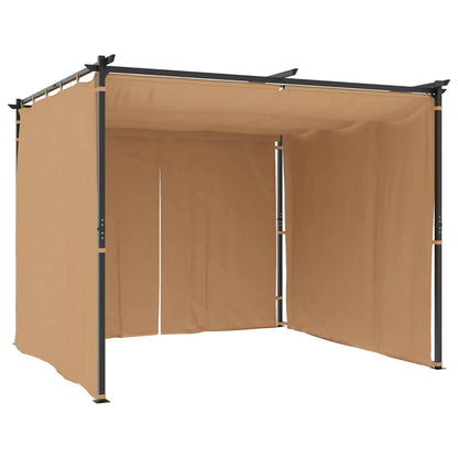 Cenador Con Cortinas Acero Gris Taupe