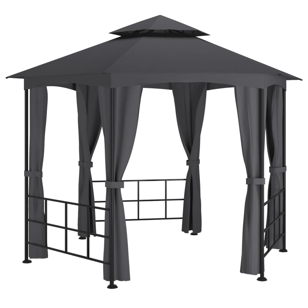 Cenador Con Paredes Laterales Gris 3,1X2,7 M