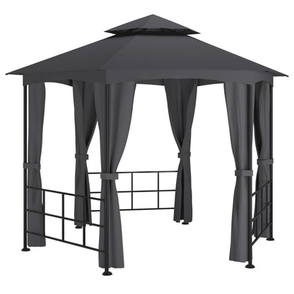 Cenador Con Paredes Laterales Gris 3,1X2,7 M