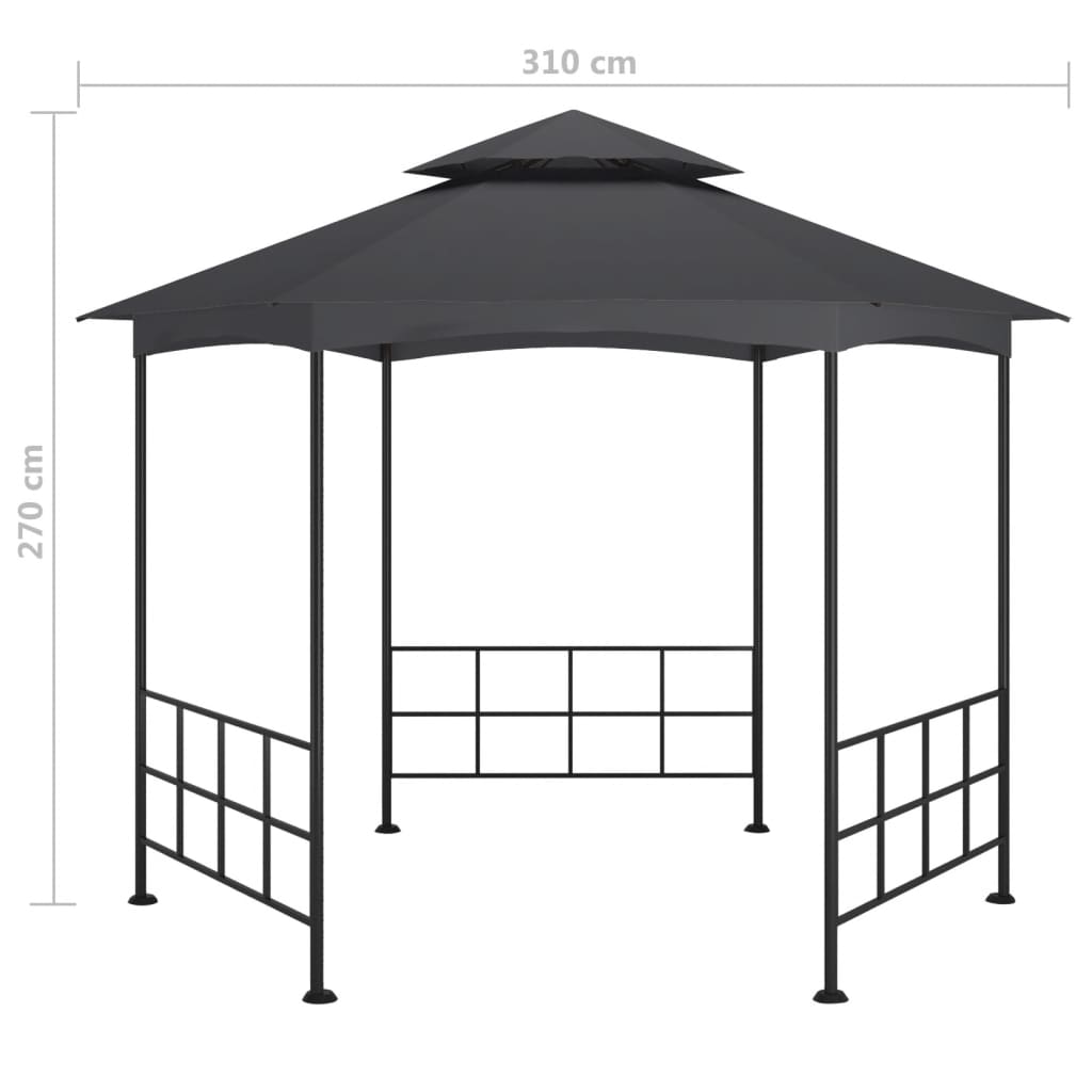 Cenador Con Paredes Laterales Gris 3,1X2,7 M