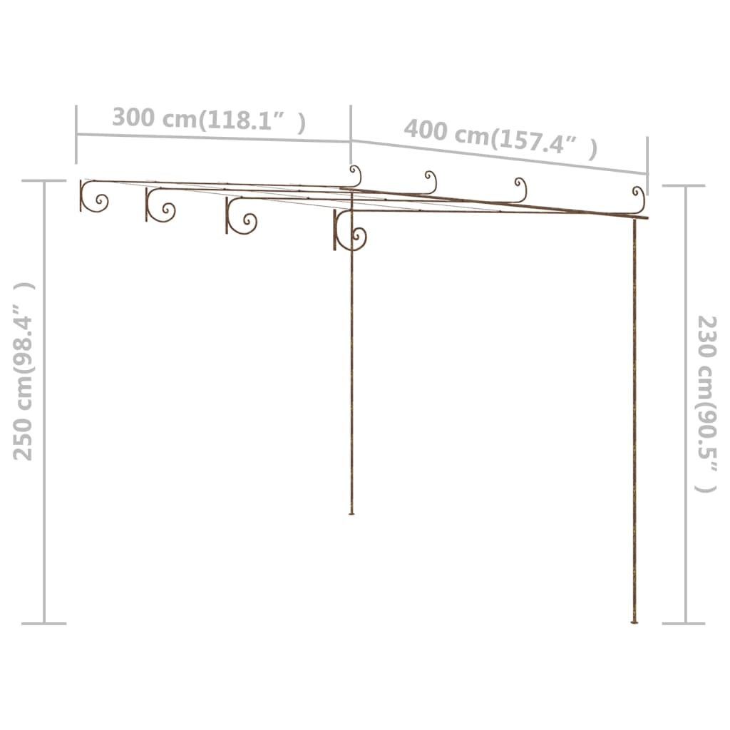 Pérgola De Jardín Marrón Antiguo 4X3X2,5 M Hierro