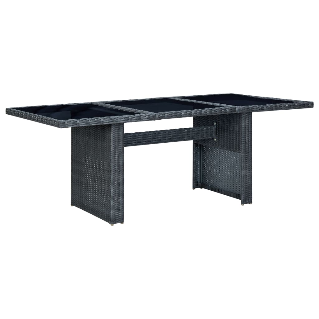 Mesa De Jardín Ratán Sintético Madera Maciza Acacia Gris Oscuro