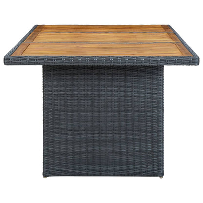 Mesa De Jardín Ratán Sintético Madera Maciza Acacia Gris Oscuro