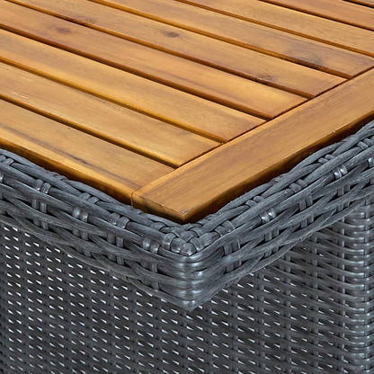 Mesa De Jardín Ratán Sintético Madera Maciza Acacia Gris Oscuro