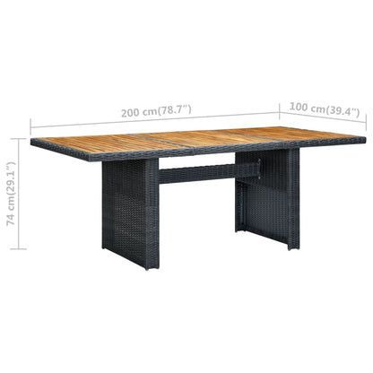 Mesa De Jardín Ratán Sintético Madera Maciza Acacia Gris Oscuro