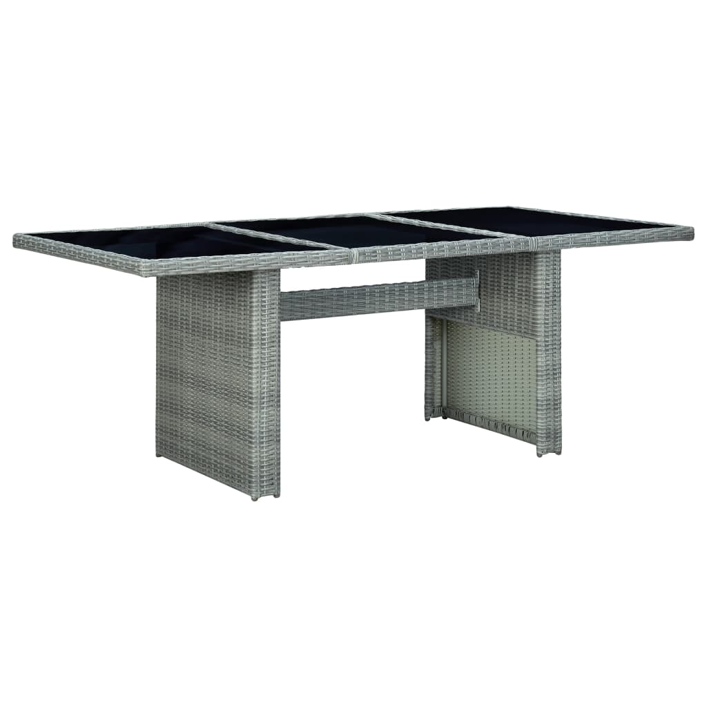 Mesa De Jardín Ratán Sintético Madera Maciza Acacia Gris Oscuro