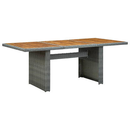 Mesa De Jardín Ratán Sintético Madera Maciza Acacia Gris Oscuro