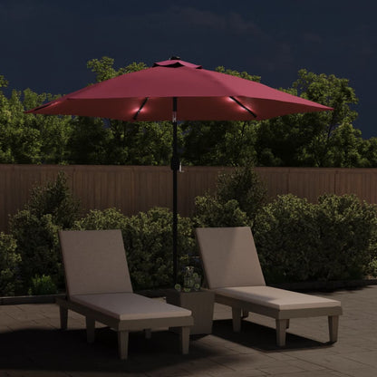 Sombrilla De Jardín Con Luces Led Palo Acero 300Cm