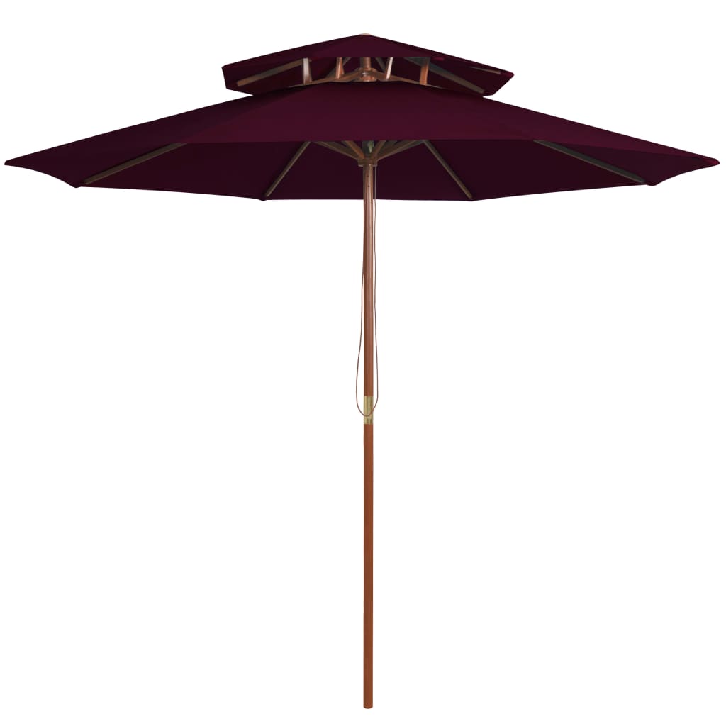 Sombrilla De Dos Niveles Palo De Madera 270 Cm