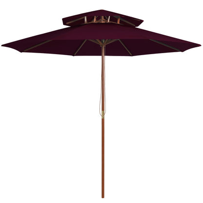 Sombrilla De Dos Niveles Palo De Madera 270 Cm