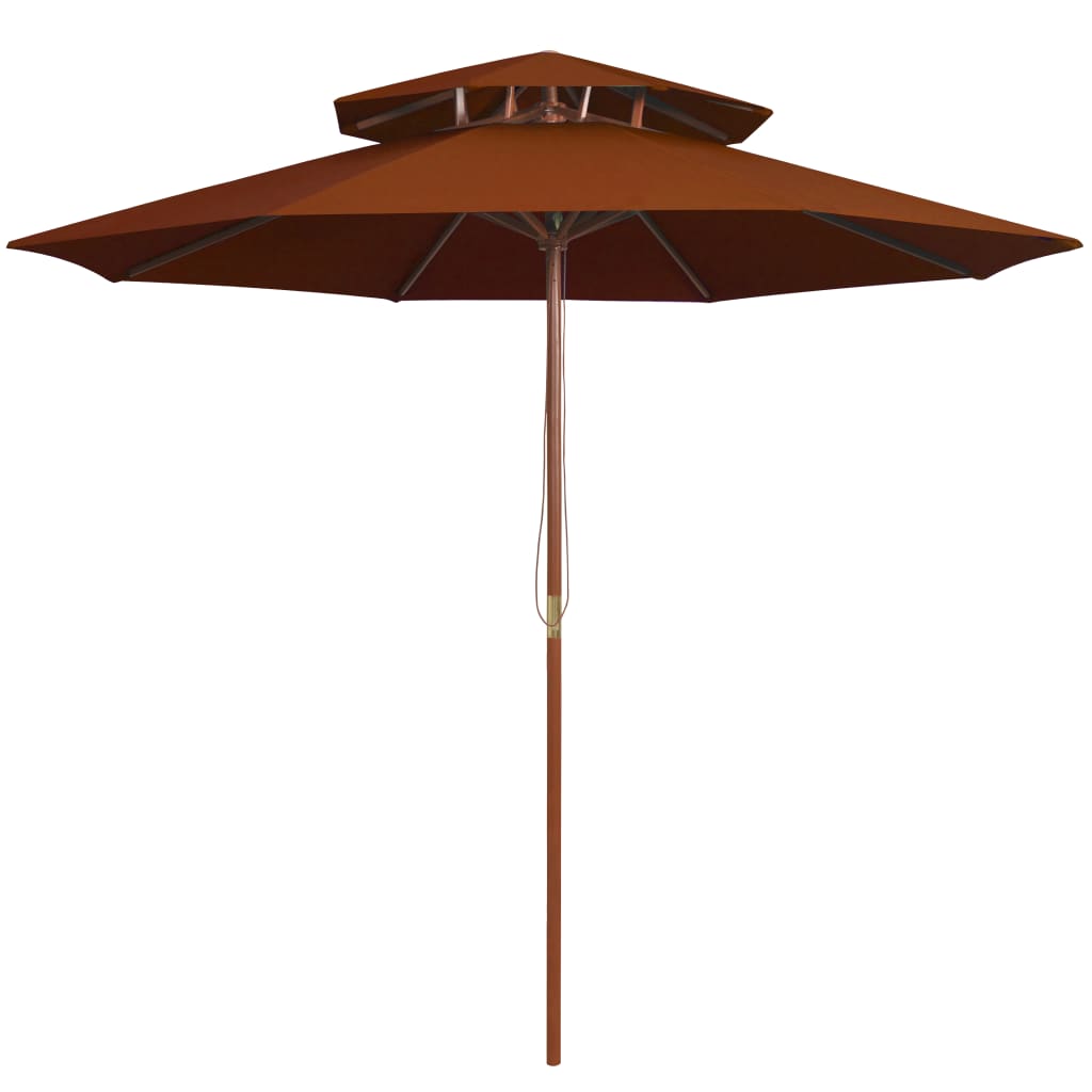 Sombrilla De Dos Niveles Palo De Madera 270 Cm