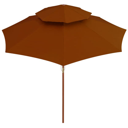 Sombrilla De Dos Niveles Palo De Madera 270 Cm