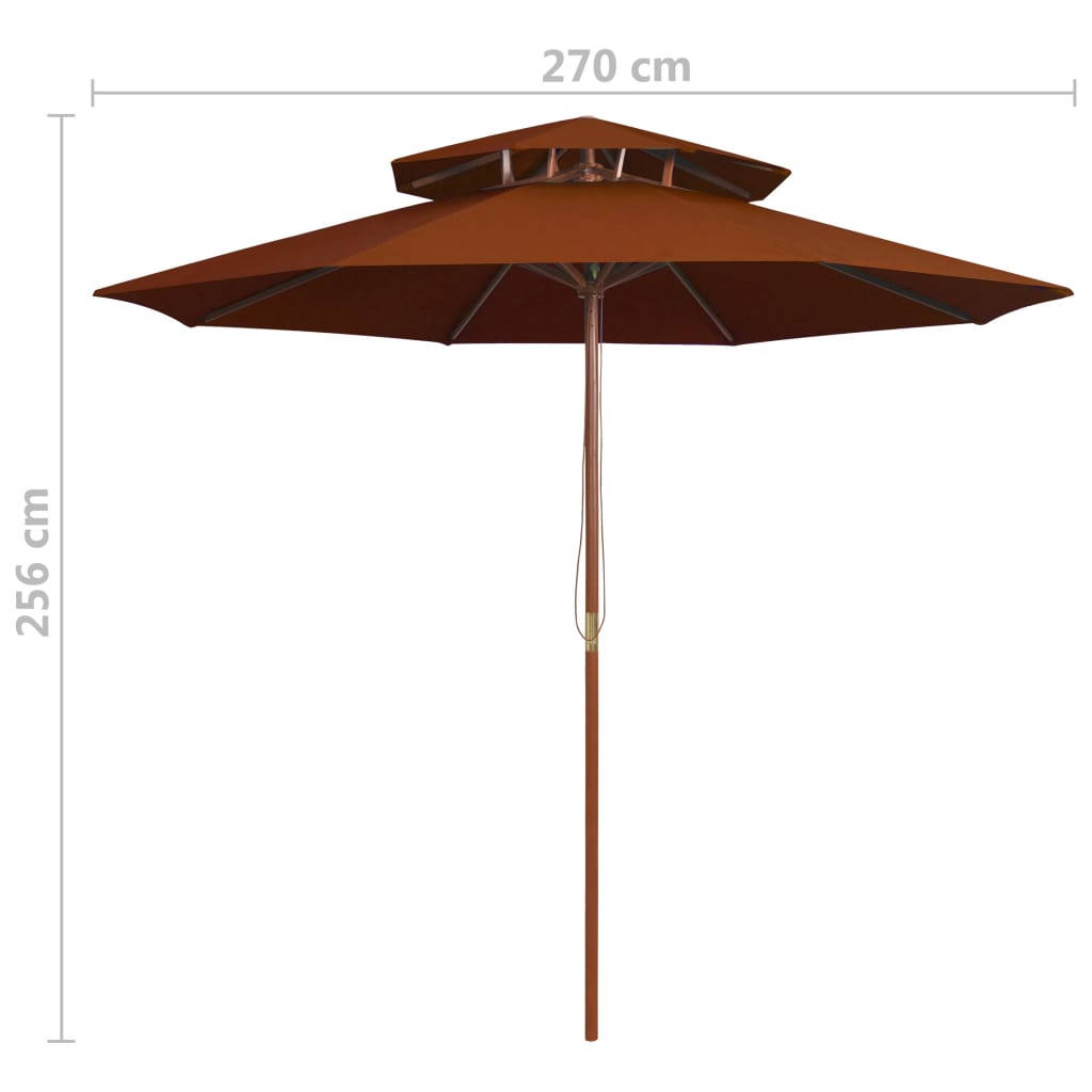 Sombrilla De Dos Niveles Palo De Madera 270 Cm