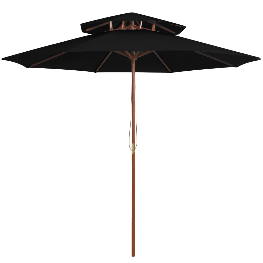 Sombrilla De Dos Niveles Palo De Madera 270 Cm