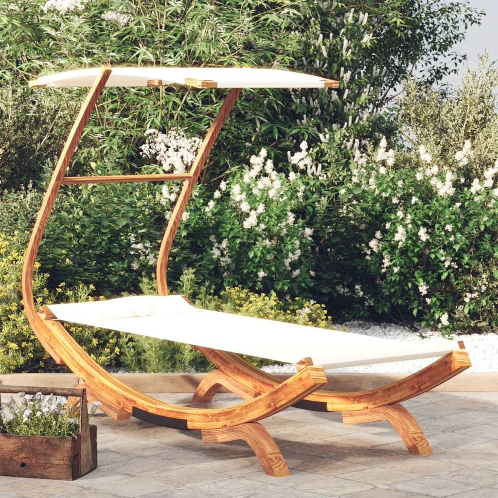 Tumbona Con Dosel Madera Curvada Gris
