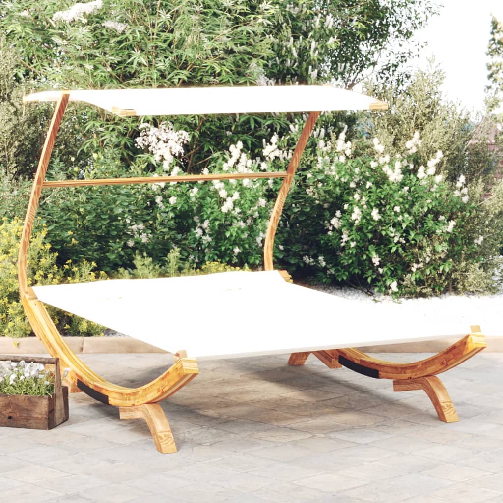 Tumbona Con Dosel Madera Curvada Gris