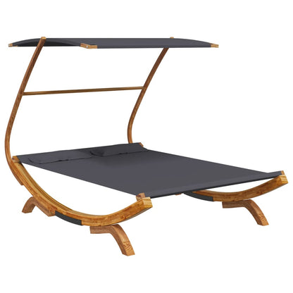 Tumbona Con Dosel Madera Curvada Gris