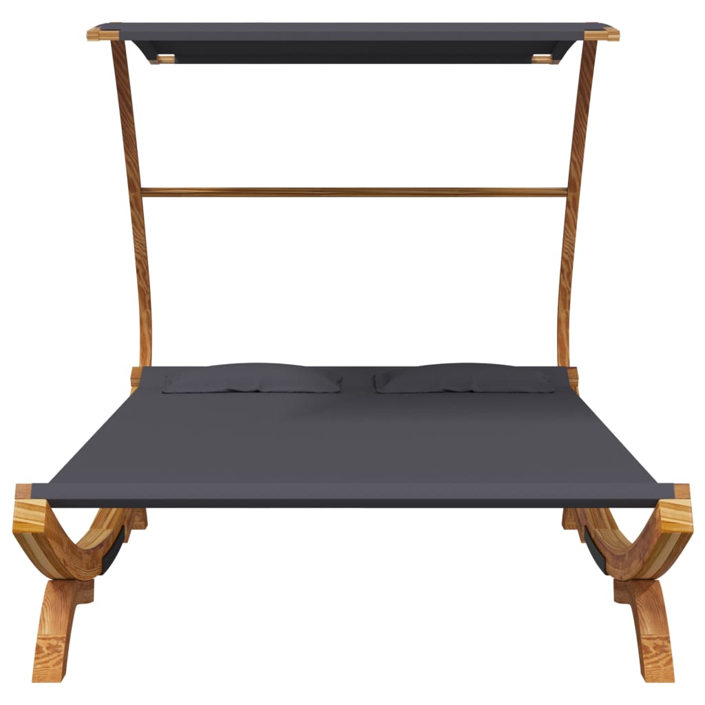 Tumbona Con Dosel Madera Curvada Gris